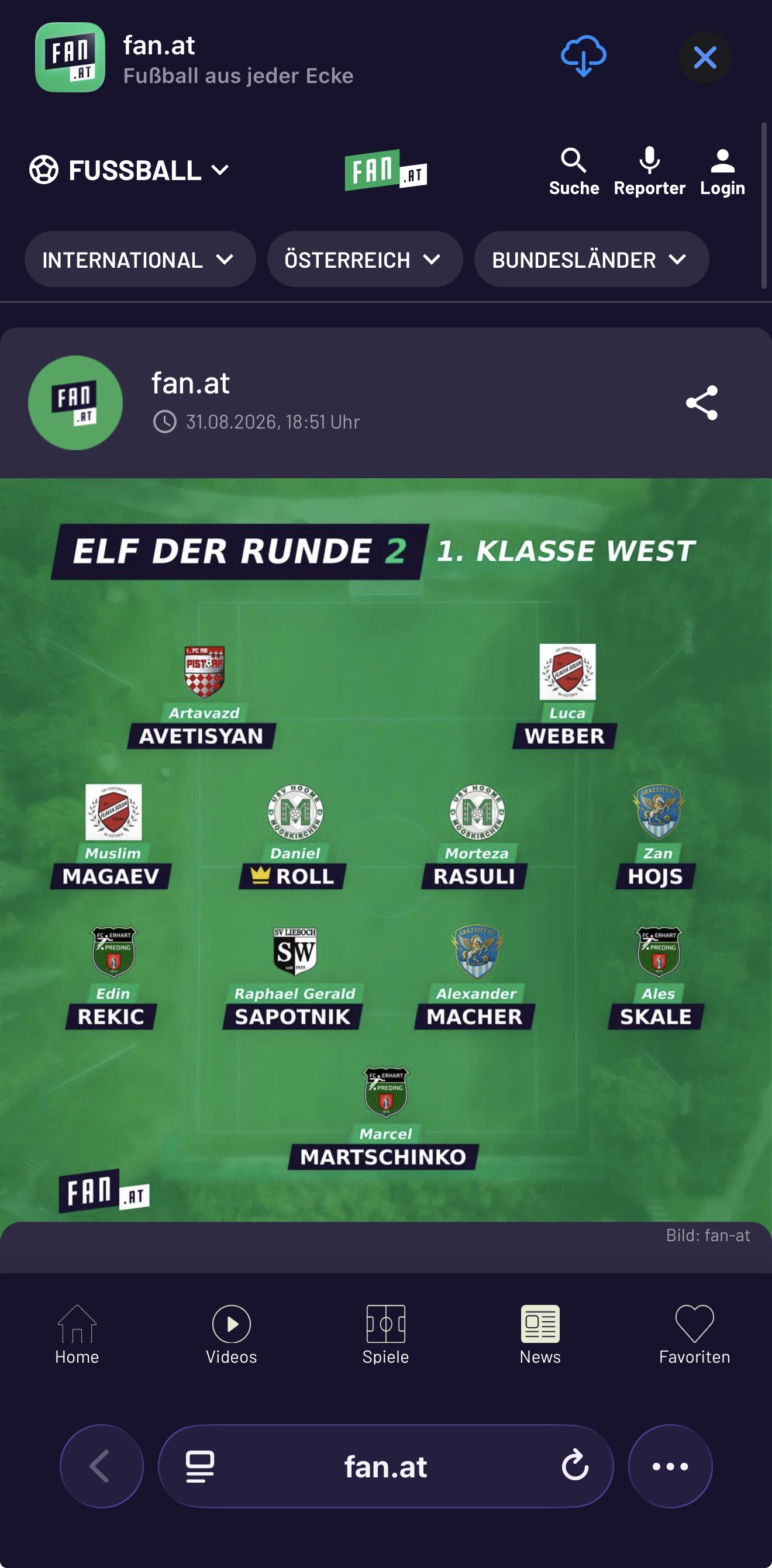 Vollständiger Beleg Elf der Runde